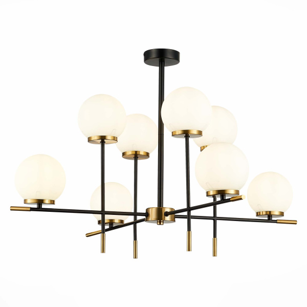 ST LUCE SL1203.412.08 Люстра потолочная Черный, Латунь/Белый E27 8*60W