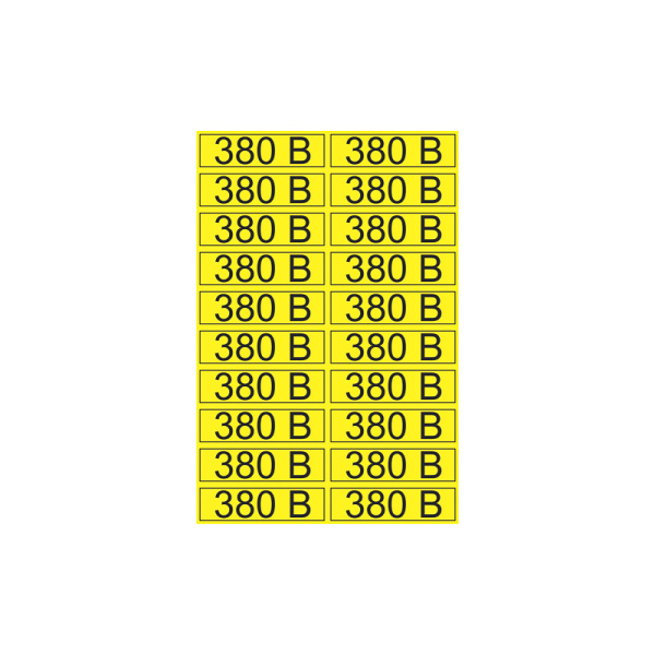 Наклейка знак электробезопасности «380 В» 15х50 мм (20шт на листе) Rexant 56-0008-1
