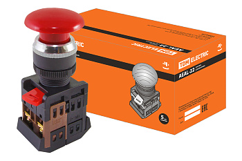 TDM Кнопка AEAL-22 "Грибок"с фиксацией красный d22мм 230В 1з+1р SQ0704-0020