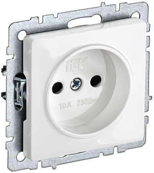 IEK BRITE BASE Белый Розетка 1-м б/з без защ штор 10А РС10-1-0-БрБ