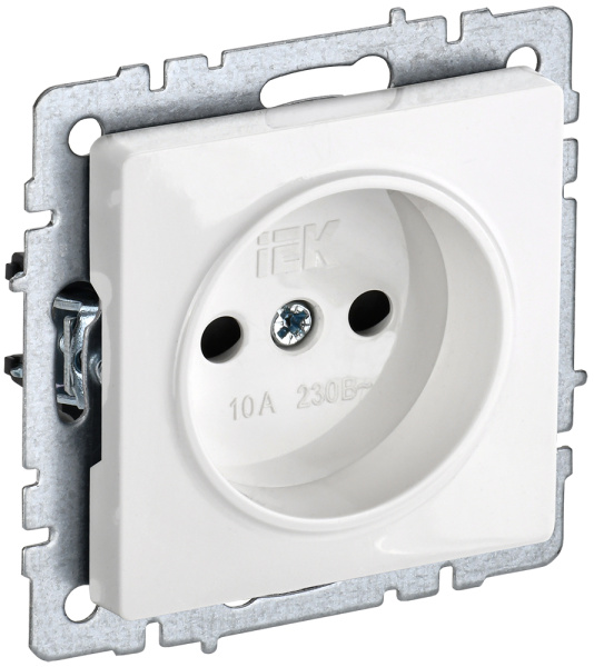 IEK BRITE BASE Белый Розетка 1-м б/з без защ штор 10А РС10-1-0-БрБ