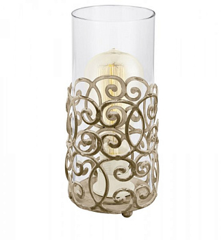 Eglo 49274 Настольная лампа CARDIGAN, 1x60W (E27), Ø120, H265, сталь, патина, коричневый/стекло