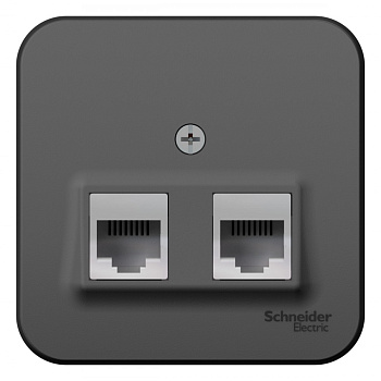 Systeme Electric Blanca наруж Антрацит Розетка 2-ая ТЛФ/комп, RJ45+RJ11, кат.5E, изолир. пластина