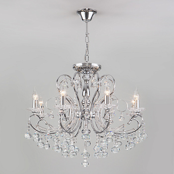 Eurosvet Хрустальная люстра с двойным вариантом крепления 10096/8 хром/прозрачный хрусталь Strotskis a042334