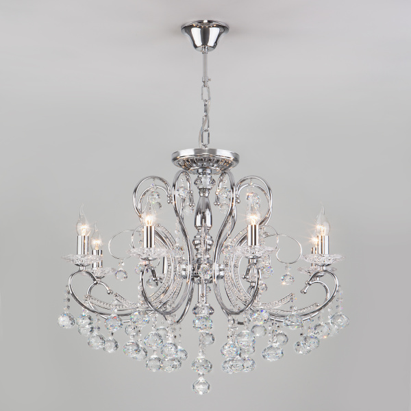 Eurosvet Хрустальная люстра с двойным вариантом крепления 10096/8 хром/прозрачный хрусталь Strotskis a042334