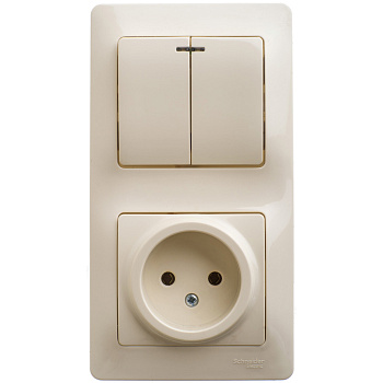 Systeme Electric Glossa Беж Блок: розетка и 2-кл. выключатель