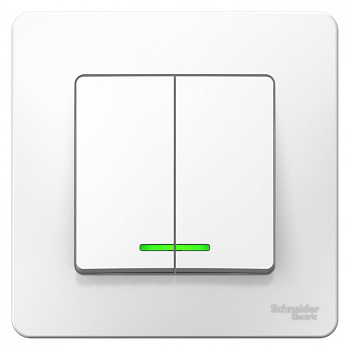 Systeme Electric Blanca внутр Бел Выключатель 2-клавишный с подсветкой, 10А, 250B