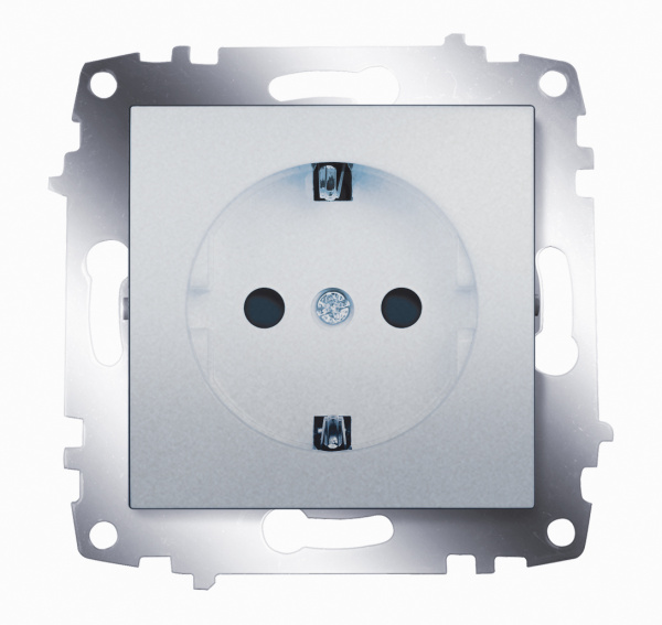 ABB Cosmo Алюминий Розетка с/з с защитными шторками 619-011000-243