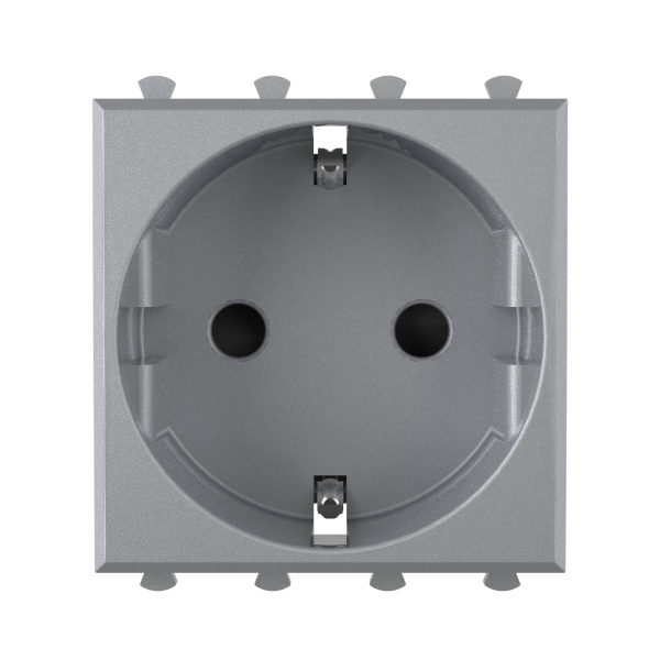 Купить DKC Розетка модульная, 2P+E, с з/ш, "Avanti", "Закаленная сталь", 2 модуля