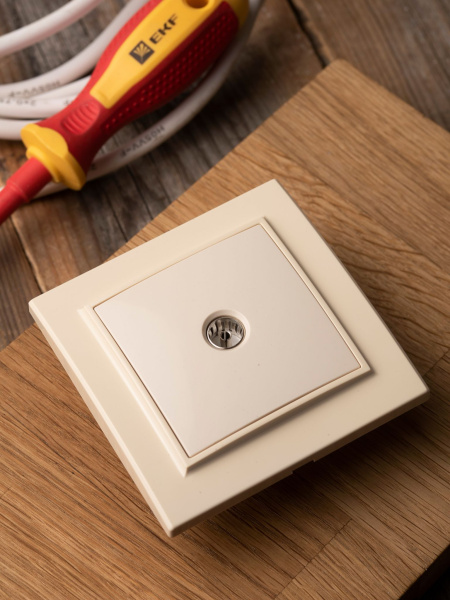 Купить EKF Basic Минск Бежевый Розетка TV, 75Ом, 5-862МГц, СП