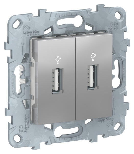 Купить SE Unica New Алюминий Розетка USB двойная NU542730