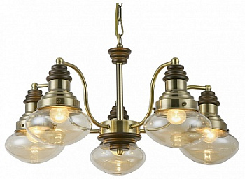 VELANTE 306-503-05 Люстра подвесная Бронза, Дуб/Янтарный E27 5*60W