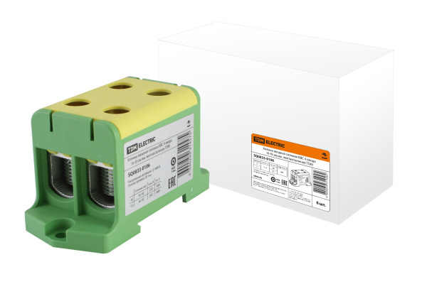 TDM Клемма вводная силовая КВС 4 ввода 16-95 кв.мм. желтая/зеленая SQ0833-0106