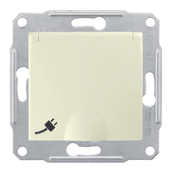 Купить SE Sedna Беж Розетка 1-я с/з с защитными шторками с крышкой IP44 SDN3100347