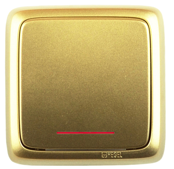 Hegel Альфа наруж Золото ВА10-114-07 Выключатель 1-клавишный с индикацией, с изол. пластиной