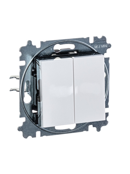 Купить ABB EPJ Levit белый / дымчатый чёрный Переключатель 2-клавишный 2CHH595245A6062