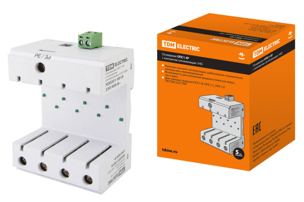 TDM Основание ОПС1 4Р с контактом сигнализации 1НО SQ0201-0018