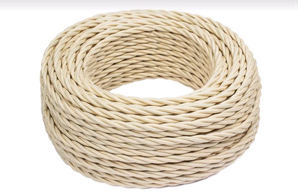 BIRONI Песочное золото матовый Витой провод 3*0,75 20м B1-432-719-20