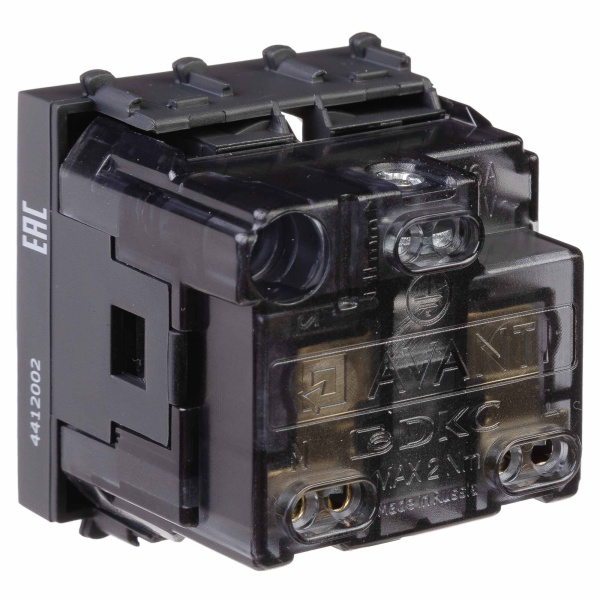 Купить DKC Розетка модульная, 2P+E, с з/ш, "Avanti", "Черный матовый", 2 модуля