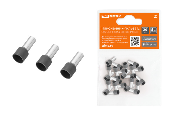 TDM Наконечник-гильза Е6012 6мм2 с изолированным фланцем (20шт) SQ0568-0043