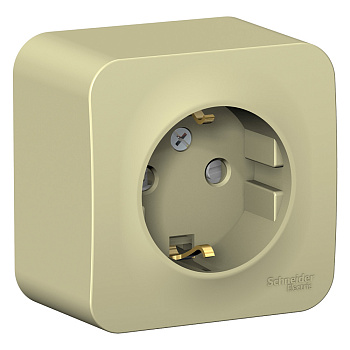 Systeme Electric Blanca наруж Беж Розетка с/з со шторками, изолир. пластина 16А, 250В