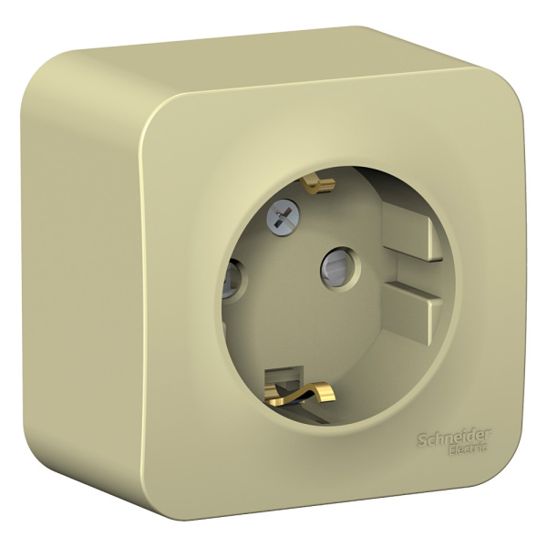 Systeme Electric Blanca наруж Беж Розетка с/з со шторками, изолир. пластина 16А, 250В