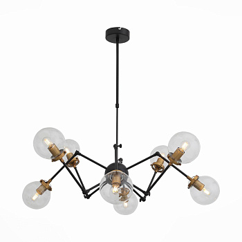 ST LUCE SL234.402.08 Люстра потолочная  Черный, Золото/Прозрачный E27 8*40W (из 2-х коробок)