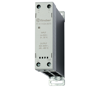 Finder Модульное твердотельное реле; выход 30А (60…440В АС); питание 230В AC; Функция "Включ.при пересечении нуля"; ширина 22.5мм; клем.контактор; сте 773182308070