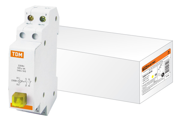 TDM Выключатель кнопочный c фиксацией и индикацией ВК-47M 1НО;1НЗ желтый SQ0214-0018