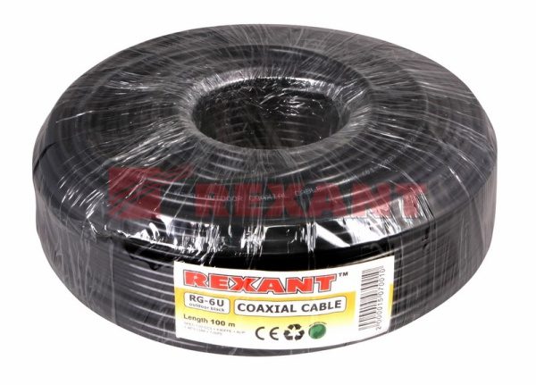 Купить Кабель RG-6U, (64%), 75 Ом, 100м., OUTDOOR Rexant 01-2202