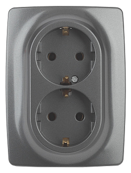 ЭРА 12-2106-12 Розетка 2X2P+E Schuko, 16A-250В, IP20, 12, Графит