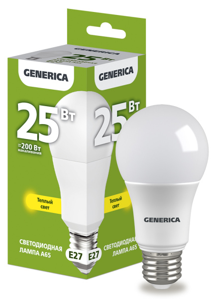 IEK GENERICA Лампа LED A65 груша 25Вт 230В 3000К E27 LL-A65-25-230-30-E27-G