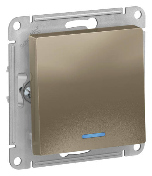 Купить Systeme Electric AtlasDesign Шампань Выключатель 1-клавишный с подсветкой, сх.1а, 10АХ, механизм