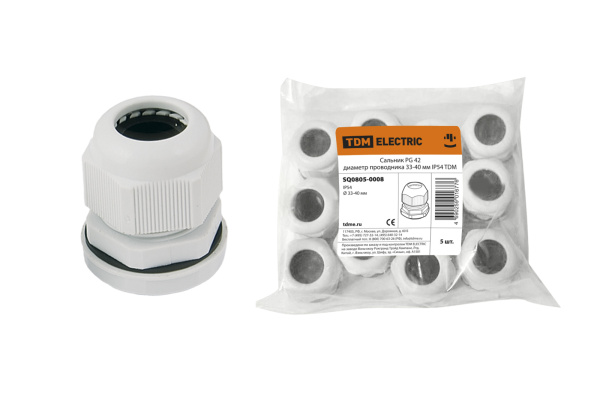 TDM Сальник PG 42 диаметр проводника 32-38 мм IP54 SQ0805-0008