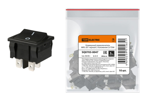 TDM Клавишный переключатель MRS-201 черный 2 положения 2з SQ0703-0047