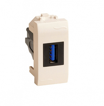 DKC USB 3.0 розетка, Brava, сл кость, 1 мод.