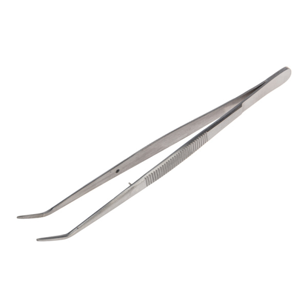 Пинцет изогнутый, узкий, фиксатор, рифленый 155 мм ПРОФИ Rexant 12-0355