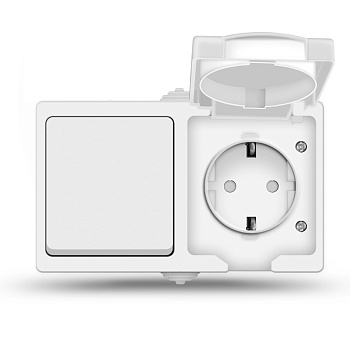 UNIVersal "Аллегро" Выключатель Бел Блок. 1 кл. + роз. с/з, з/ш, IP-54, с крышкой 5562968