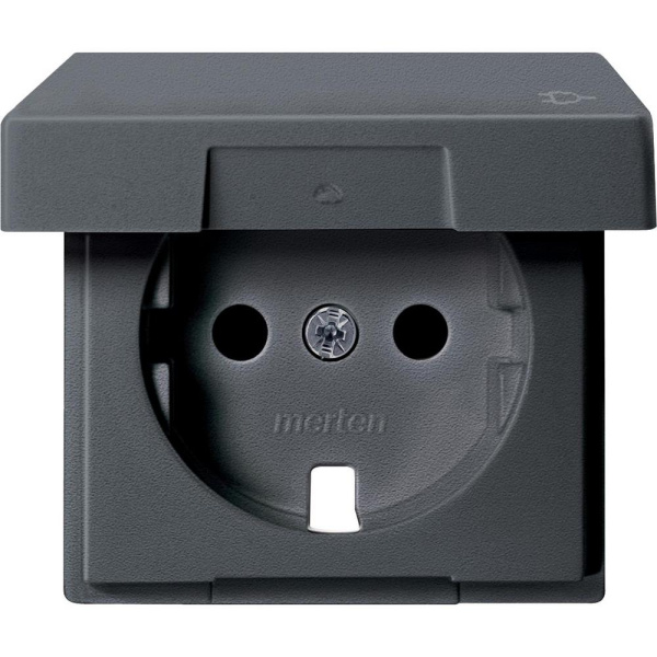 Купить SE Merten SM Антрацит Центральная плата с крышкой для механизма розетки SCHUKO с защитными шторками MTN2340-0414