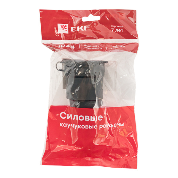 Купить EKF Basic Розетка переносная с защитной крышкой каучуковая 230В 2P+PE 16A IP44