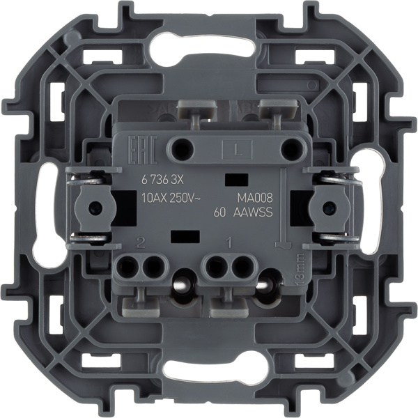 Купить Legrand INSPIRIA Белый Выключатель двухклавишный с подсветкой/индикацией 10 AX - 250 В 673630