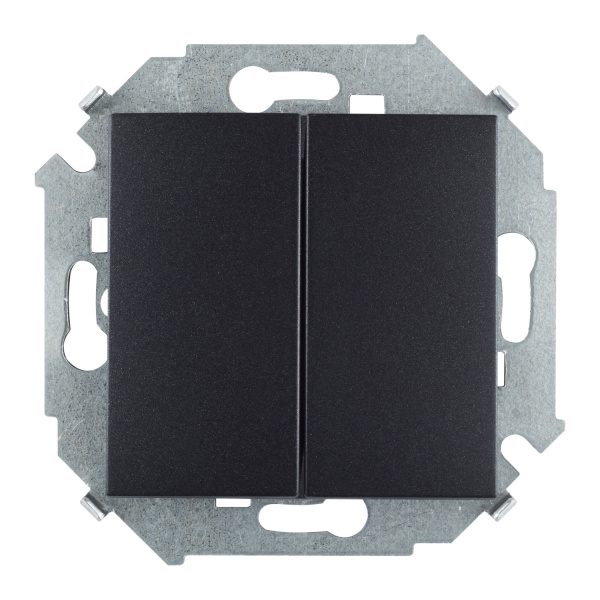 Купить Simon 15 Графит Выключатель 2-клавишнный проходной (переключатель), 16А, 250В, винт. зажим 1591397-038