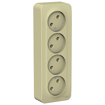 Systeme Electric Blanca наруж Беж Розетка 4-ая б/з без шторок, изолир. пластина 16А, 250В