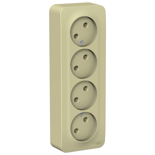 Systeme Electric Blanca наруж Беж Розетка 4-ая б/з без шторок, изолир. пластина 16А, 250В