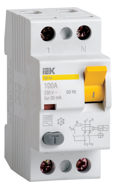 Купить IEK KARAT Выключатель дифференциальный ВД1-63 (УЗО) 2Р 80А 300мА