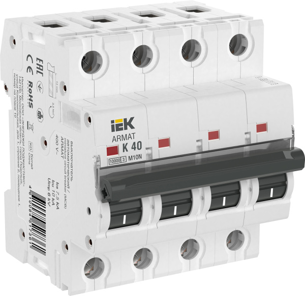 IEK ARMAT Автоматический выключатель M10N 4P K 40А AR-M10N-4-K040