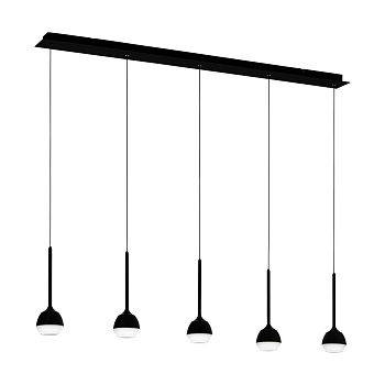 Eglo NUCETTO Подвес светодиодный димм, 5х4,5W(LED), L1170, B100, H1500, 5х530lm, сталь, черный/пластик, прозрачный 39712