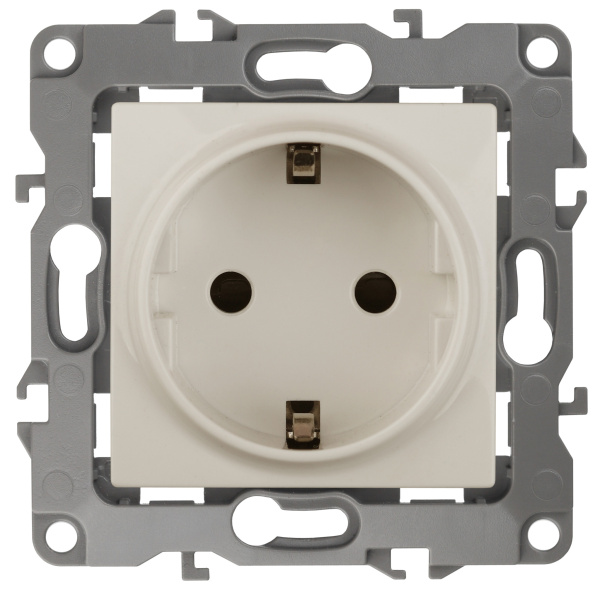ЭРА 12-2111-02 Розетка 2P+E Schuko, 16A-250В, IP20, винт, 12, Слоновая кость