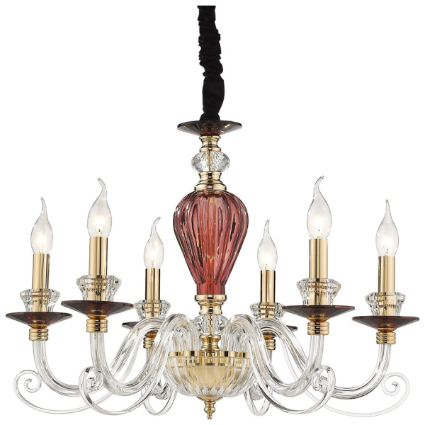 Wertmark WE170.06.373 Люстра подвесная Золото, Прозрачный, Гранатовый E14 6*40W