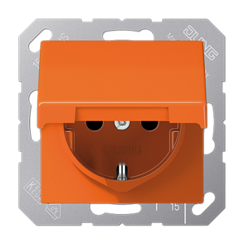 JUNG SCHUKO розетка с крышкой, оранжевый ABAS1520BFKLO